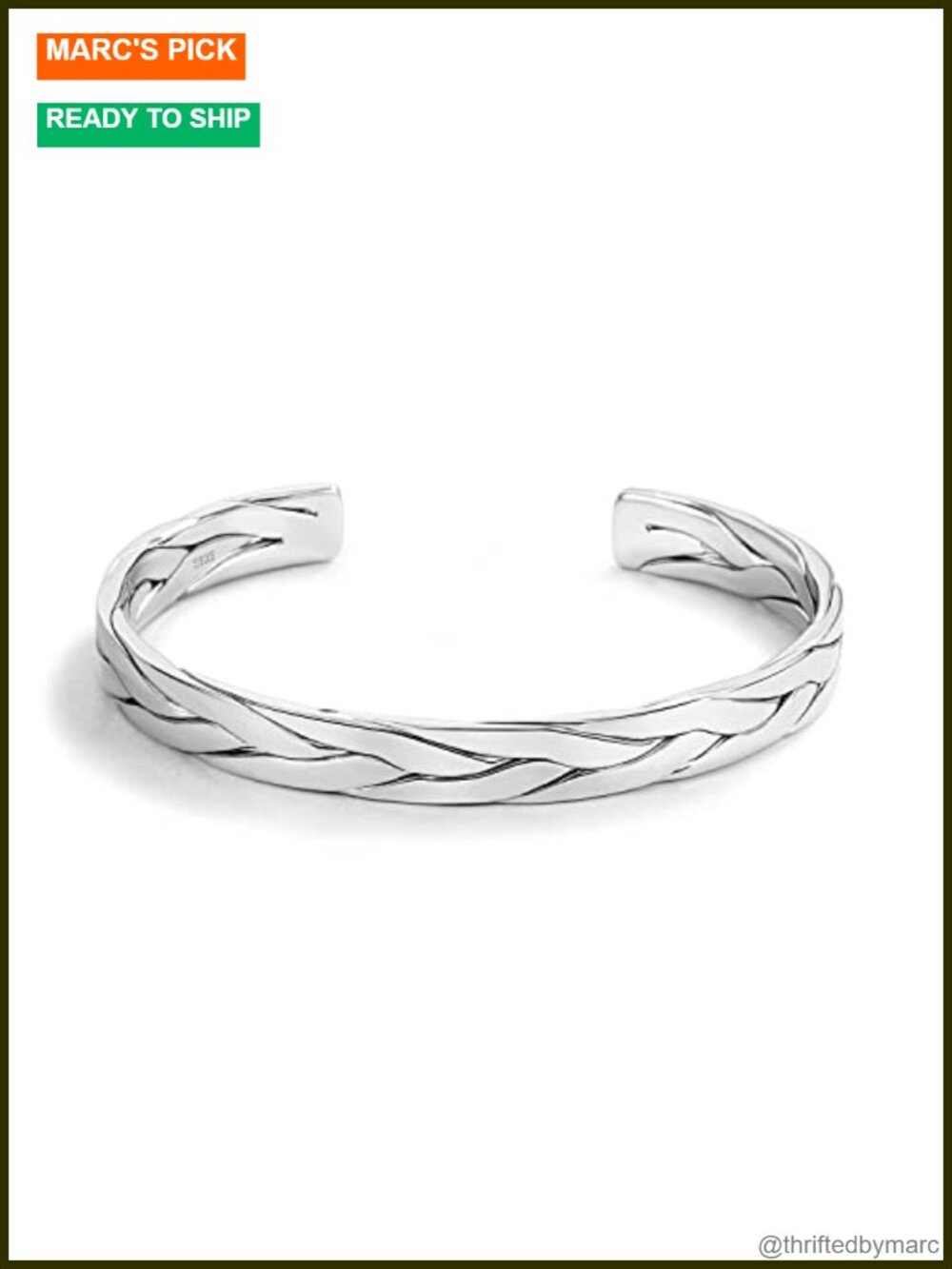 925 Sterling Silver Adjustable Cuff Bracelet Simple Italian Stripe Couples